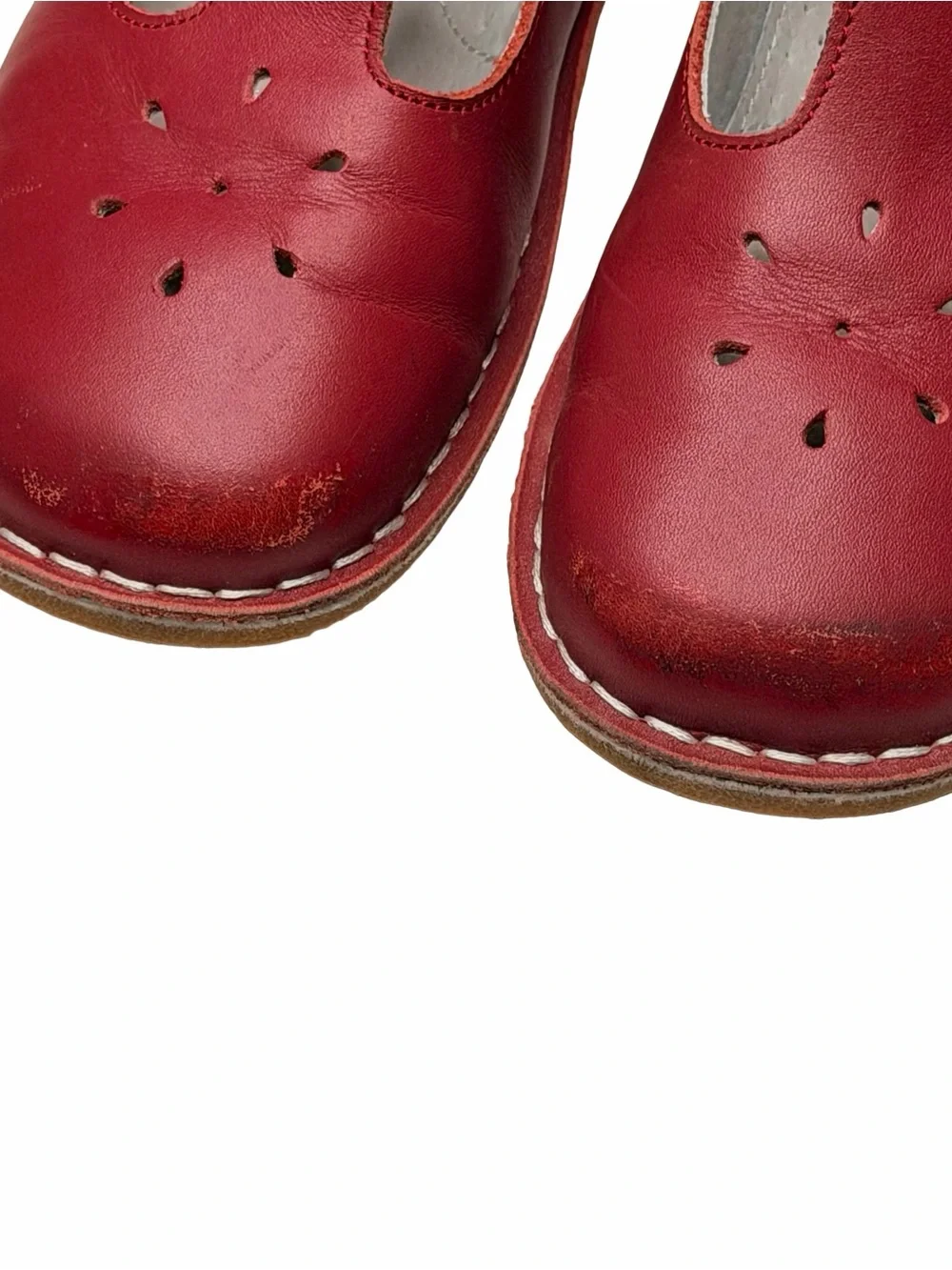 L’Amour Joy Classic Red Leather T-Strap Mary Jane